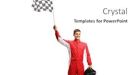  Presentation with checkered flag - PPT theme consisting of formula-holding-a-checkered-flag background and a white colored foreground