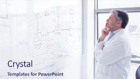  Presentation with equation - PPT layouts consisting of formulas medicas - focused scientist looking equation background and a sky blue colored foreground