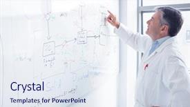  Presentation with equation - Beautiful theme featuring formulas medicas - focused scientist pointing equation backdrop and a sky blue colored foreground