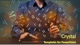  Presentation with formal - Slide deck enhanced with formulation - young man in suit background and a tawny brown colored foreground