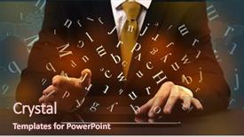  Presentation with man in suit and tie - Colorful slides enhanced with formulation - young man in suit backdrop and a tawny brown colored foreground