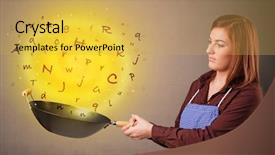  Presentation with jumbled letters for kindergarten - Audience pleasing presentation design consisting of formulation - young person cooking letters backdrop and a yellow colored foreground