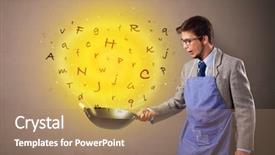  Presentation with mystery person - Audience pleasing PPT layouts consisting of formulation - young person cooking letters backdrop and a coral colored foreground