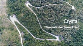  Presentation with forest road green - Slides featuring forrest - aerial view of countryside curvy background and a dark gray colored foreground
