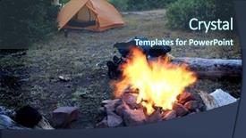  Presentation with campfire - Slides with forrest fires - campfire with tent in background background and a ocean colored foreground