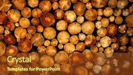  Presentation with pile of pine pellets - Theme with forrest fires - stack of pine logs background and a tawny brown colored foreground