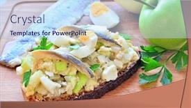  Presentation with jewish - Amazing presentation having forshmak - jewish appetizer with herring on wholegrain rye bread backdrop and a sky blue colored foreground