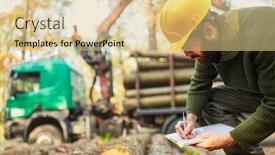  Presentation with controls - PPT theme consisting of forstwirt-at-holzernte-controls background and a lemonade colored foreground