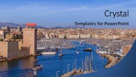  Presentation with fort - Colorful slide deck enhanced with fort and vieux port - marseille backdrop and a  colored foreground