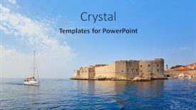  Presentation with dubrovnik - Slides with fort at town dubrovnik background and a light blue colored foreground