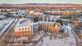  Presentation with university building - PPT layouts enhanced with fort-collins-co-usa-december background and a coral colored foreground