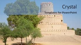  Presentation with fort - Theme enhanced with fort in al ain oasis background and a light blue colored foreground