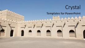  Presentation with fort - Audience pleasing presentation theme consisting of fort in al ain oasis backdrop and a teal colored foreground