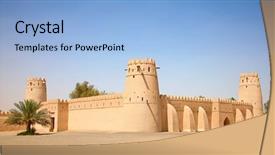  Presentation with fort - PPT theme with fort in al ain oasis background and a light blue colored foreground