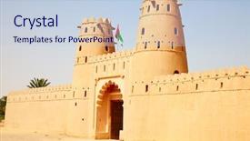  Presentation with fort - Colorful presentation theme enhanced with fort in al ain oasis backdrop and a lemonade colored foreground