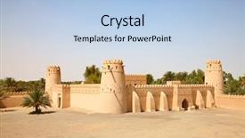  Presentation with fort - Presentation theme consisting of fort in al ain oasis background and a light blue colored foreground