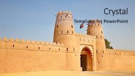  Presentation with oasis - Presentation with fort in al ain oasis background and a light blue colored foreground