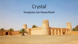  Presentation with oasis - Slide deck with fort in al ain oasis background and a light blue colored foreground