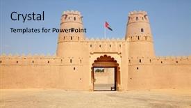 Presentation with fort - Theme consisting of fort in al ain oasis background and a light blue colored foreground