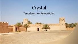  Presentation with fort - Audience pleasing PPT theme consisting of fort in al ain oasis backdrop and a light blue colored foreground
