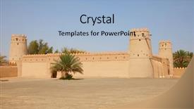  Presentation with oasis - Audience pleasing slide deck consisting of fort in al ain oasis backdrop and a light blue colored foreground