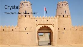  Presentation with oasis - PPT theme enhanced with fort in al ain oasis background and a light blue colored foreground