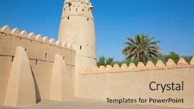  Presentation with oasis - Slides enhanced with fort in al ain oasis background and a coral colored foreground