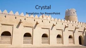  Presentation with oasis - PPT layouts featuring fort in al ain oasis background and a light blue colored foreground