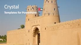  Presentation with fort - Audience pleasing slide set consisting of fort in al ain oasis backdrop and a teal colored foreground