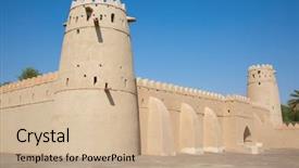  Presentation with oasis - Beautiful slide set featuring fort in al ain oasis backdrop and a soft green colored foreground