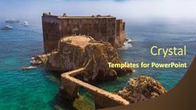  Presentation with fort - Slide set with fort in berlenga island - portugal - architecture background background and a tawny brown colored foreground