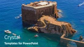  Presentation with fort - Presentation theme consisting of fort-in-berlenga-island-portugal background and a ocean colored foreground