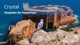  Presentation with fort - Cool new slide deck with fort-in-berlenga-island-portugal backdrop and a ocean colored foreground