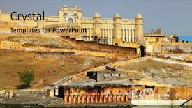  Presentation with india fort - Audience pleasing slides consisting of fort in jaipur rajasthan india backdrop and a yellow colored foreground