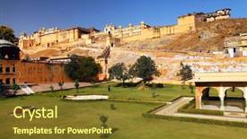  Presentation with india fort - Colorful theme enhanced with fort in jaipur rajasthan india backdrop and a tawny brown colored foreground