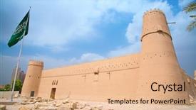 Presentation with riyadh - Amazing PPT theme having fort in the riyadh city backdrop and a lemonade colored foreground