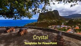  Presentation with fort - Cool new PPT theme with fort in town faial - madeira portugal - travel background backdrop and a tawny brown colored foreground