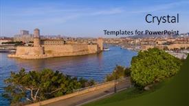 Presentation with fort - PPT theme having fort in vieux port - marseille background and a light blue colored foreground