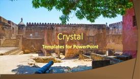  Presentation with world heritage - Slide set featuring fort-jesus-medieval-fortification background and a tawny brown colored foreground