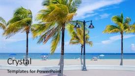  Presentation with florida beach - Slide deck having fort lauderdale beach in florida background and a light blue colored foreground