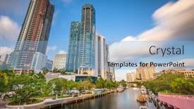  Presentation with fort - Presentation design enhanced with fort lauderdale florida usa cityscape background and a light blue colored foreground