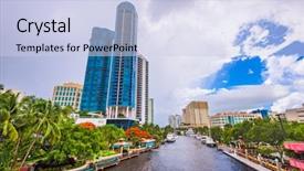  Presentation with fort - Colorful slide set enhanced with fort lauderdale florida usa cityscape backdrop and a sky blue colored foreground