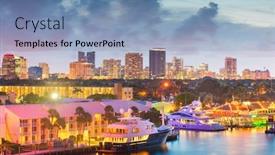  Presentation with fort - PPT theme featuring fort-lauderdale-florida-usa-skyline background and a seafoam green colored foreground