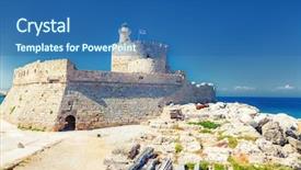  Presentation with ancient greece - Beautiful slides featuring fort of saint nicholas backdrop and a ocean colored foreground