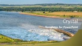  Presentation with dakota - Audience pleasing slide set consisting of fort-randall-dam-and-spillway backdrop and a gray colored foreground