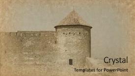  Presentation with old style vintage postcard - PPT layouts consisting of fort visit - castle in vintage style background and a  colored foreground