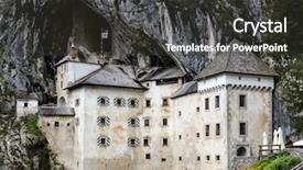  Presentation with castle - Presentation design having fort visit - predjama castle slovenia background and a  colored foreground