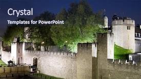  Presentation with tower - PPT layouts consisting of fort visit - tower of london illuminated background and a navy blue colored foreground