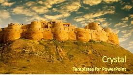  Presentation with rajasthan - Slide set featuring forth during sunrise in rajasthan background and a tawny brown colored foreground