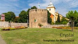  Presentation with county cork - Slide set enhanced with fortification-in-pecs-baranya-county background and a gold colored foreground